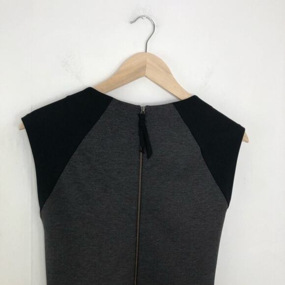 Rebecca Taylor Crew Neck Pleated Black Gray Ponte Mini Dress Size 0 - Picture 7 of 14